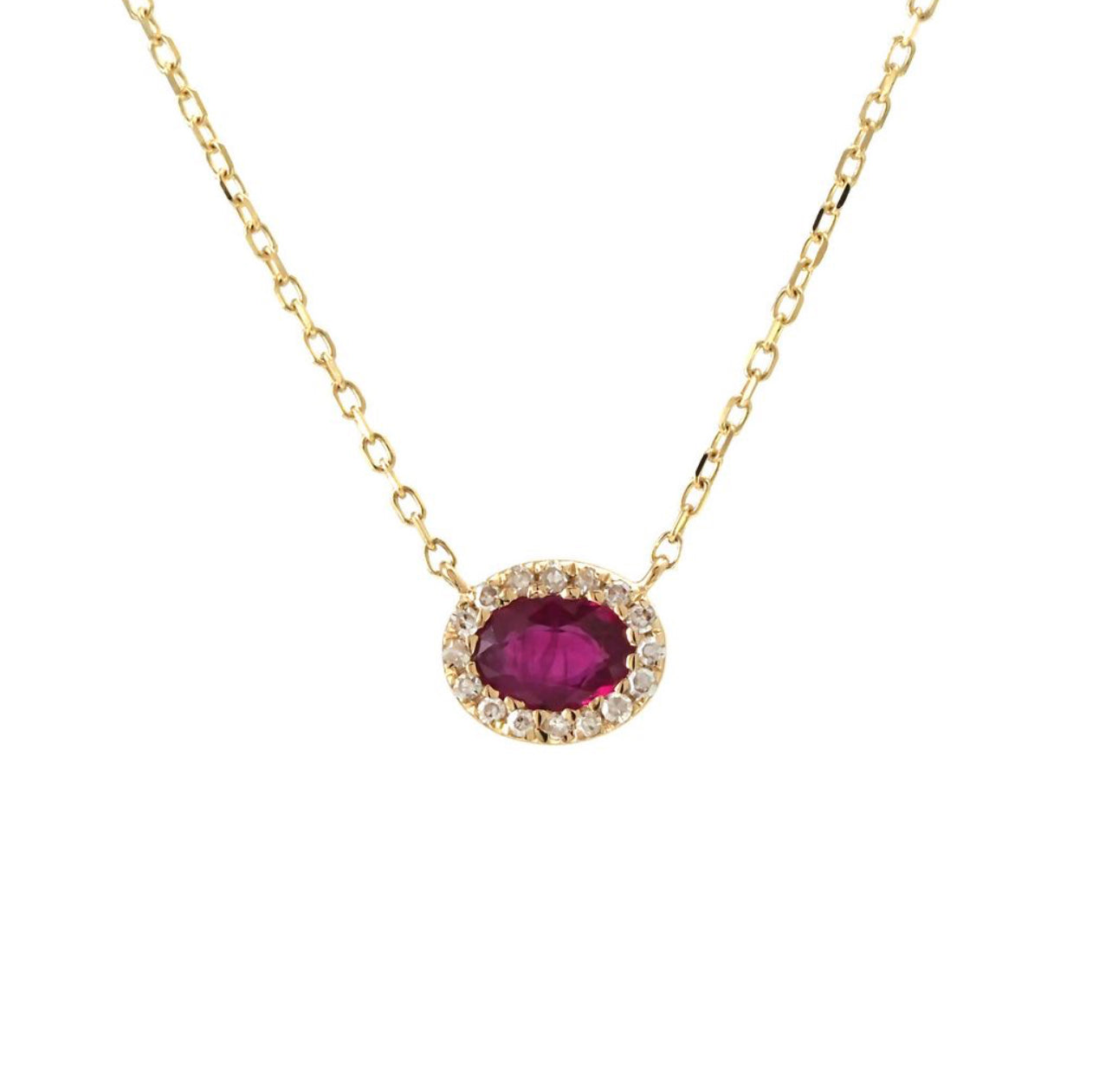 Cadena de rubí con diamantes en oro amarillo de 14 kt !!