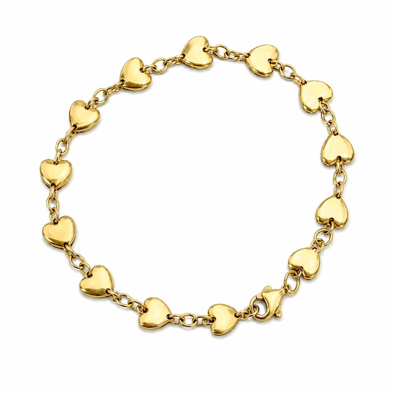 Pulsera de corazones en oro de 14 kt