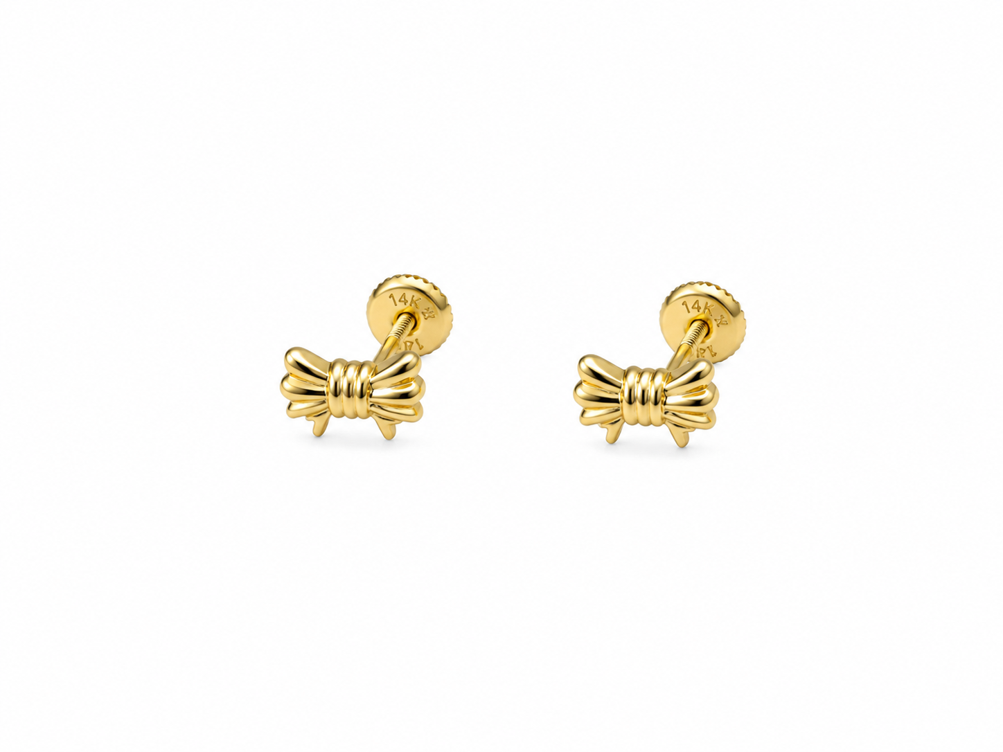 Aretes pegados de lazos 14k