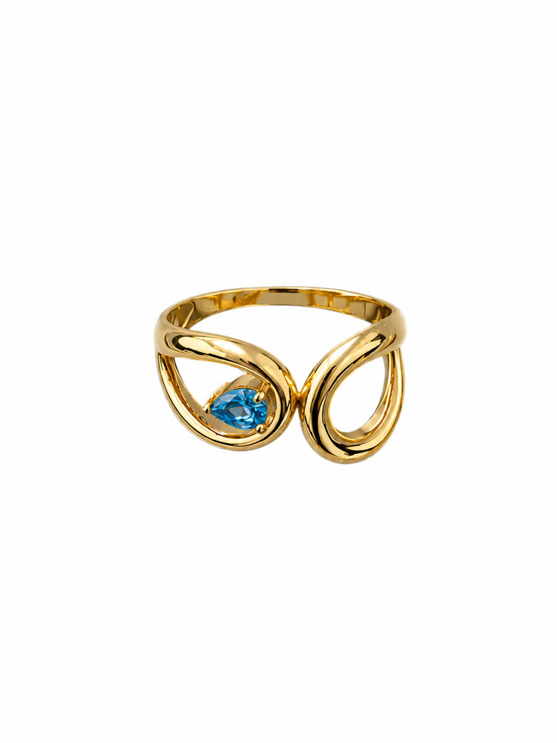 Anillo con gota azul 14k