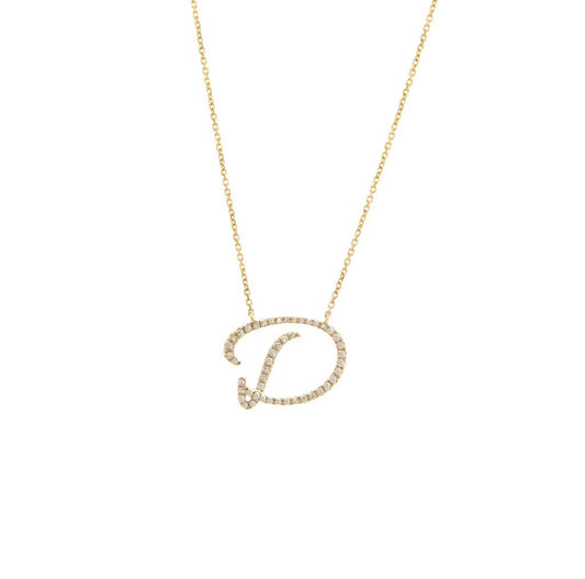 Cadena de inicial con diamantes en oro amarillo de 14 kt !!