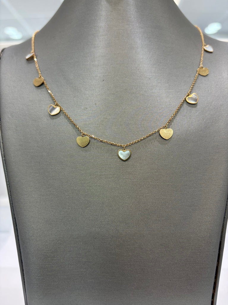 Cadena de corazones claros 14k