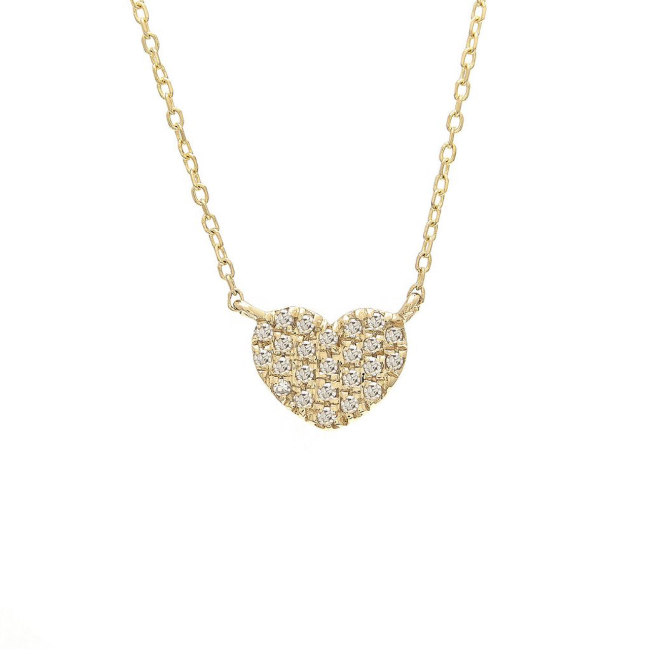 Cadena de corazón con diamantes en oro amarillo de 14 kt!!