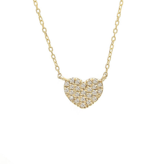 Cadena de corazón con diamantes en oro amarillo de 14 kt!!