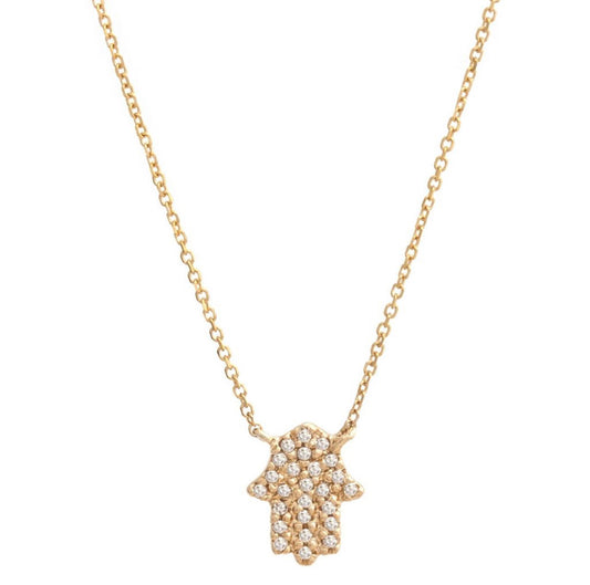 Cadena de mano Fátima con diamantes naturales en oro de 14 kt!!