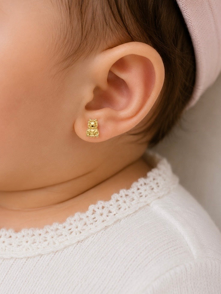 aretes pegados de vaca 14k
