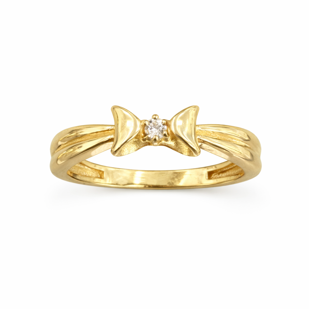 Anillo sólido con diseño de lazo en oro de 14 kt
