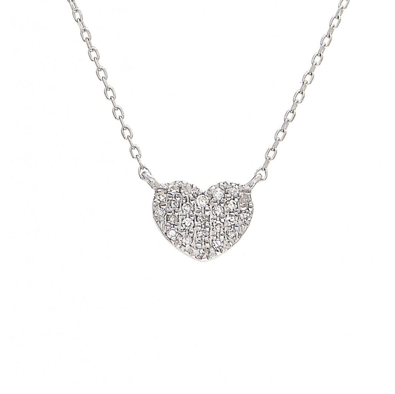 Cadena de corazón con diamantes en oro blanco de 14 kt!!