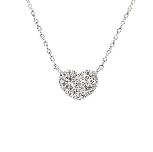 Cadena de corazón con diamantes en oro blanco de 14 kt!!
