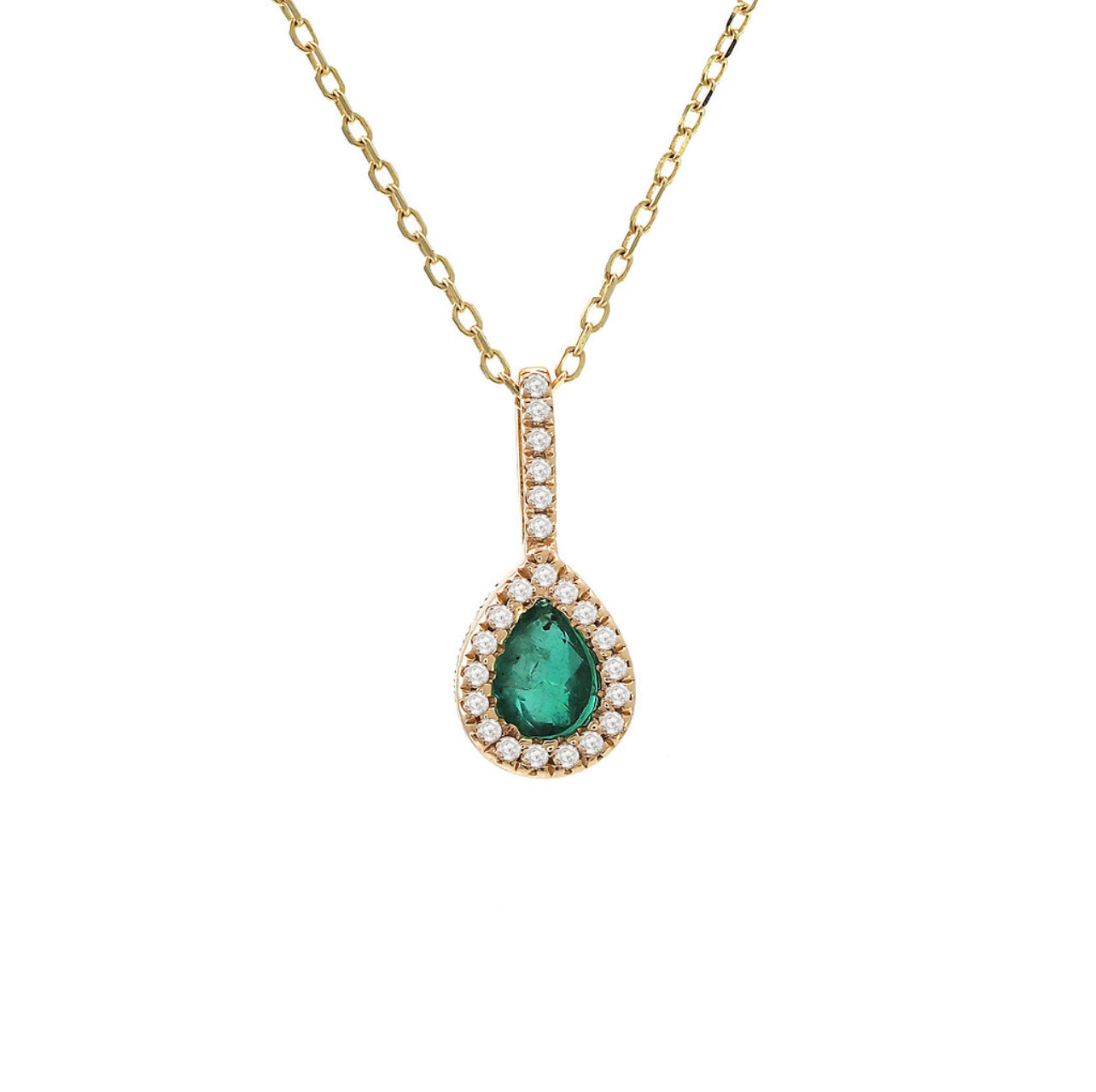 Cadena de diamantes y esmeralda en oro amarillo de 14 kt!!