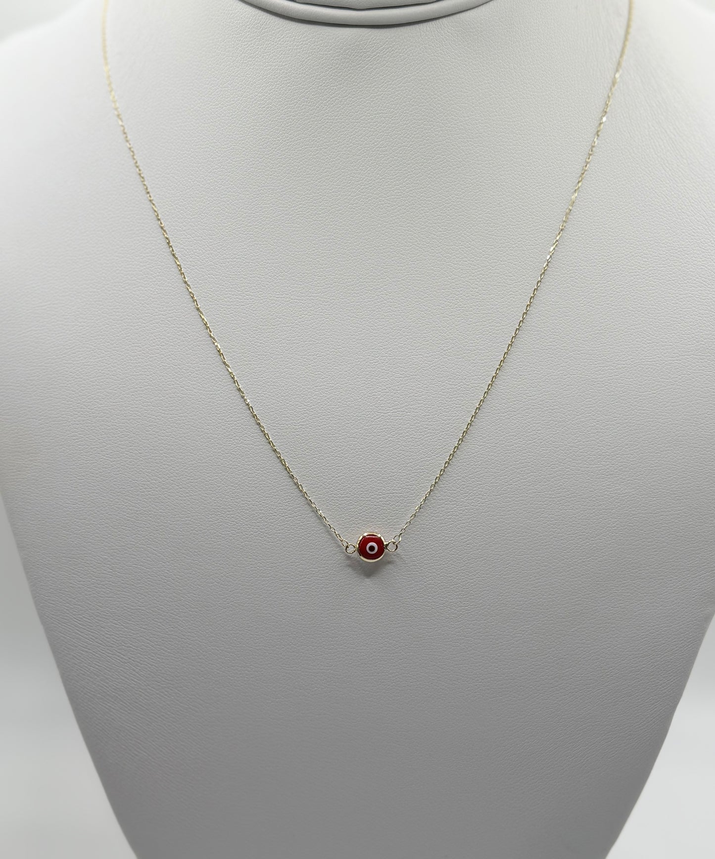 Cadena de ojo turco color rojo 14k