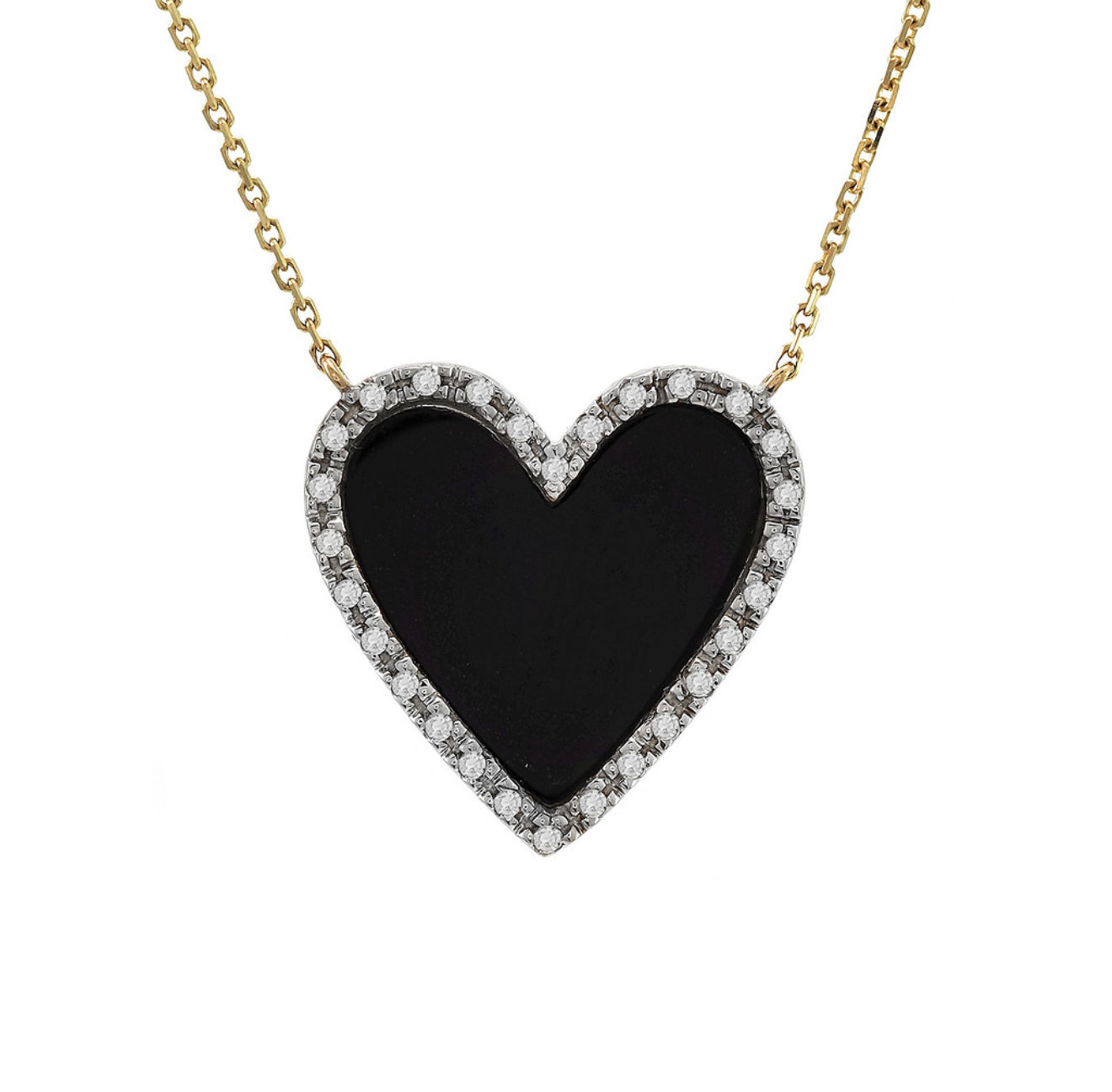 Cadena de ónix y diamante en oro amarillo de 14 kt !!