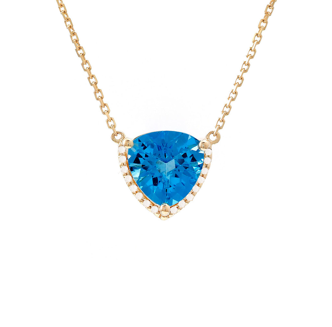 Cadena de diamantes naturales y piedra topacio azul en oro amarillo de 14 kt!!