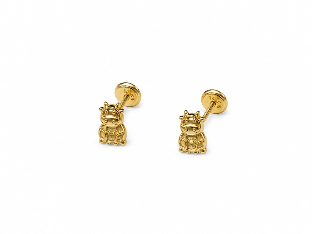 aretes pegados de vaca 14k