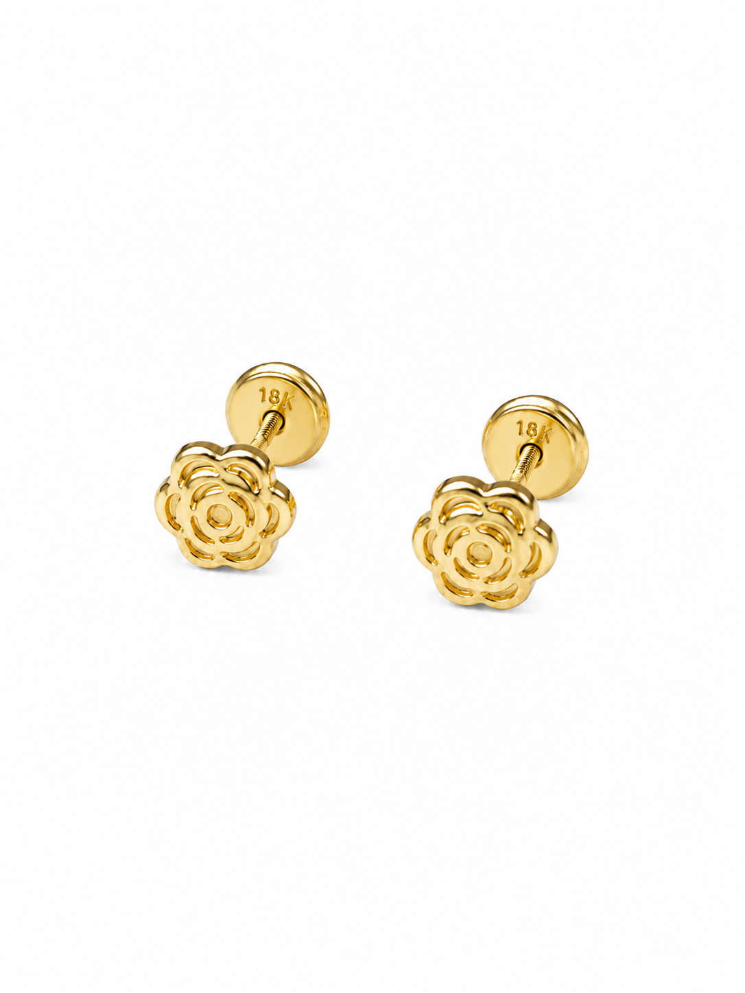 aretes pegados de rosa 18K