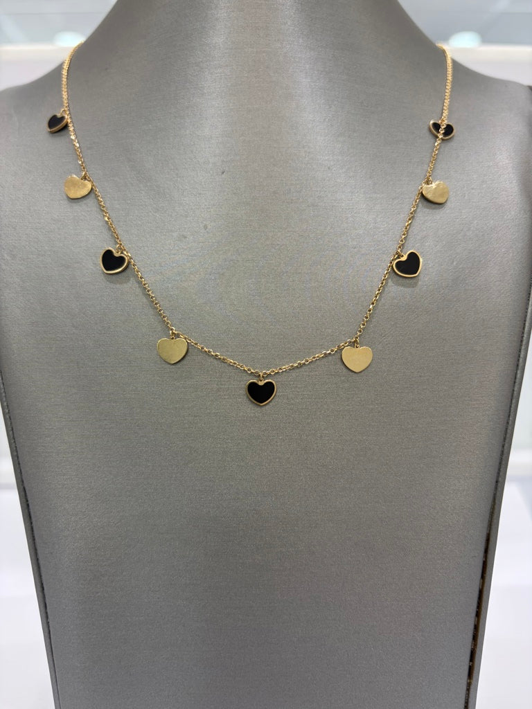 cadena de corazones colgantes oscuro