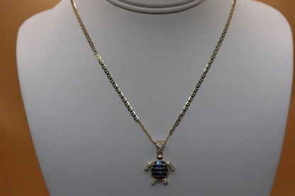 Cadena eslabón GG con dije de tortuga en oro 14 k!!