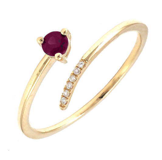 Anillo de diamantes y rubí en oro amarillo de 14 kt!!