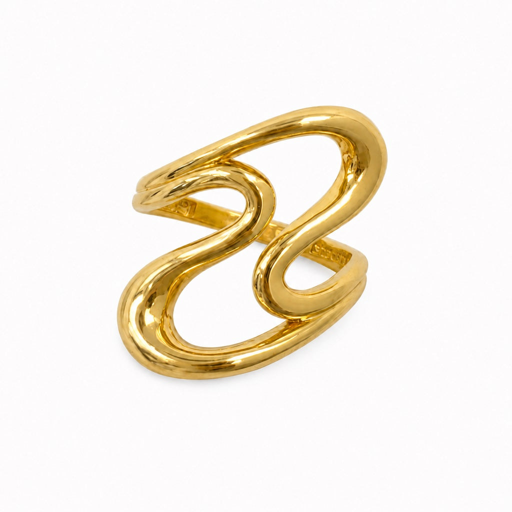 anillo curvas 14k