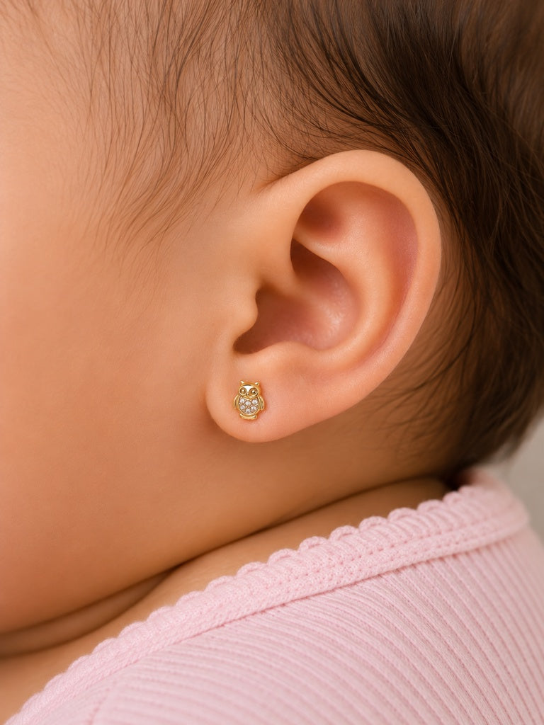 aretes de buho con circonias14k