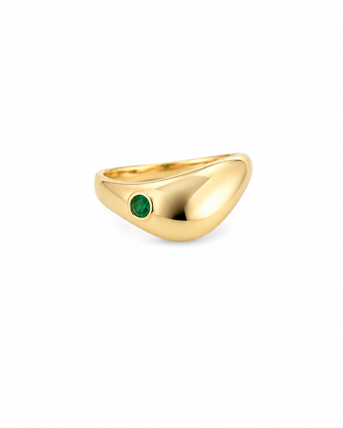 anillo con piedra verde 14k