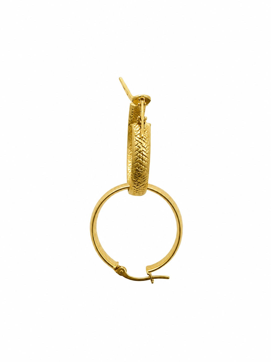 argollas argollas redondas con textura trenzadas 14k