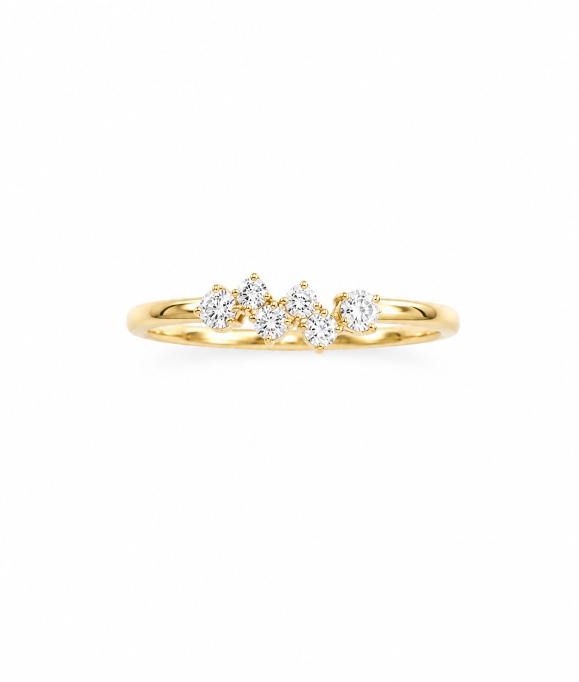 Anillo cascada de circonia 14k