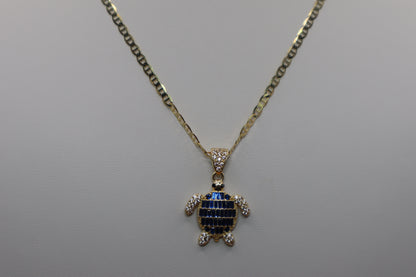 Cadena eslabón GG con dije de tortuga en oro 14 k!!