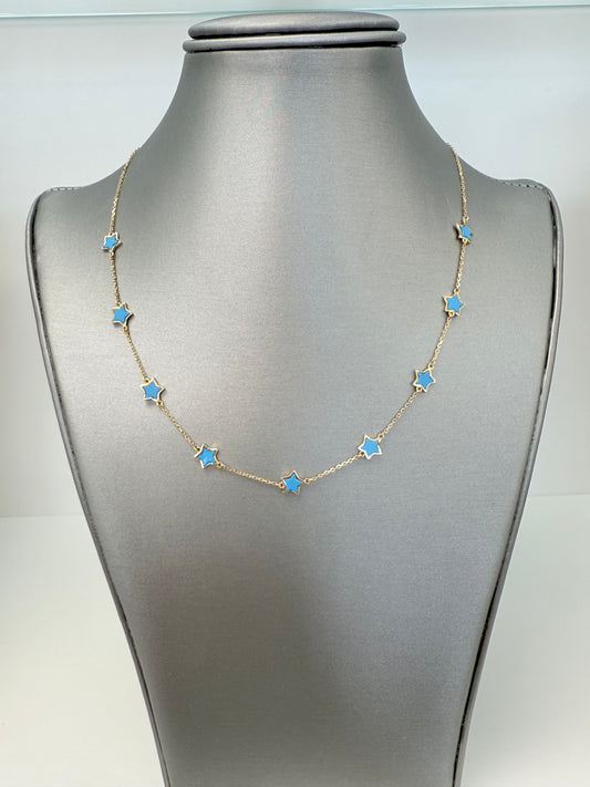 Cadena sólida de estrella en oro de 14 kt !!