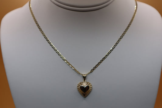 Cadena de eslabón GG con corazón en oro 14 k !!