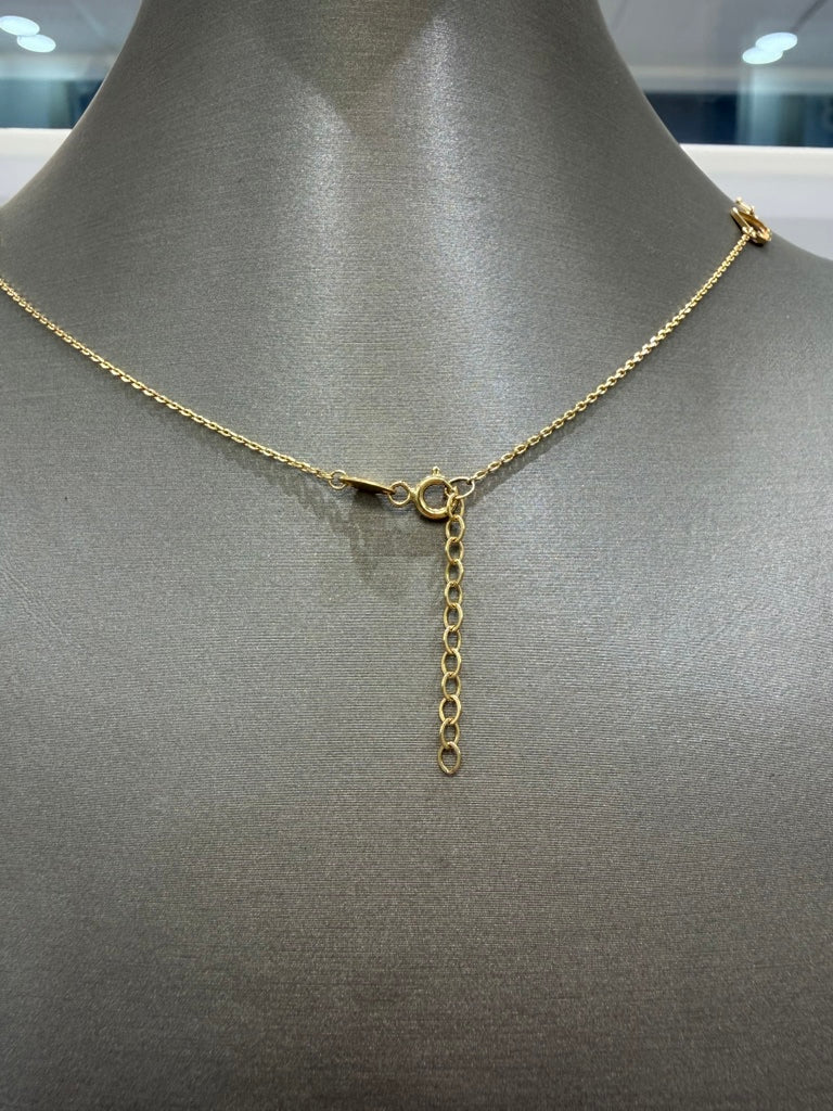 cadena con corazones y perlas  blancas 14k