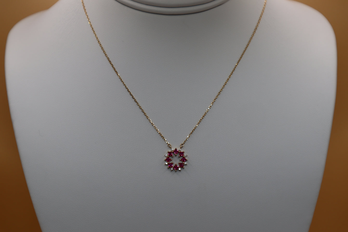 Cadena con flor en color rosa de oro 14k!!