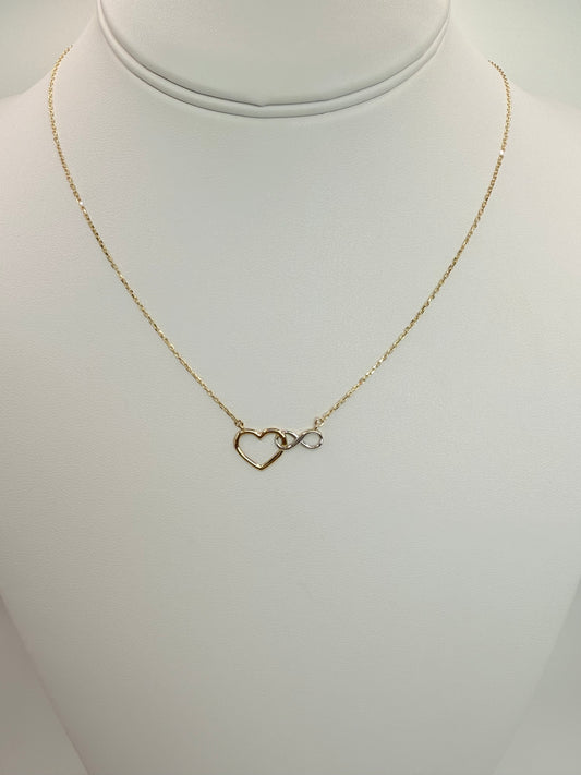 Cadena de corazón y infinito en oro de 14 kt!!