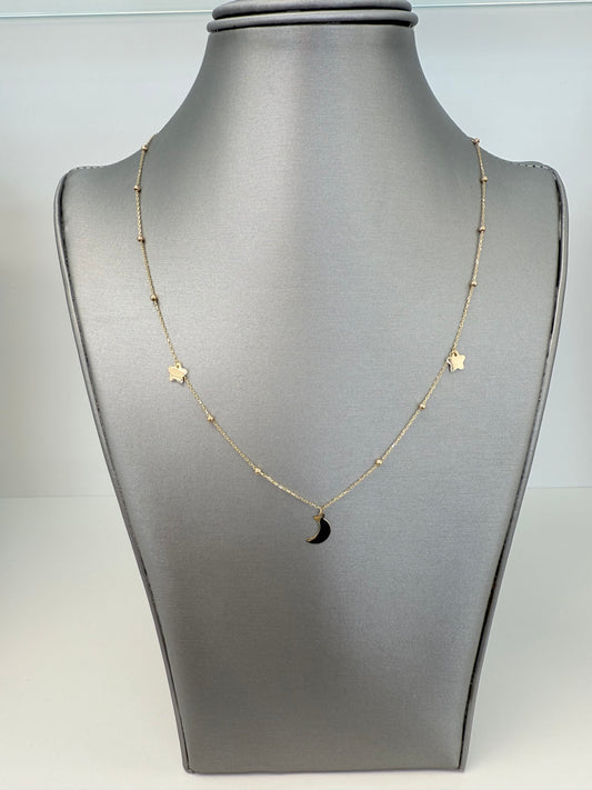 Cadena de luna y estrella sólida en oro de 14 kt !!