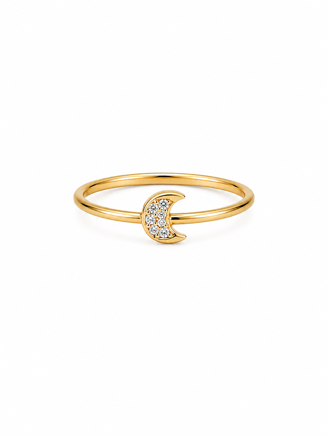 Anillo de luna con circonia 14k