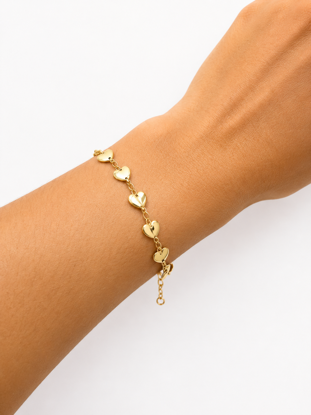 Pulsera de corazones en oro de 14 kt