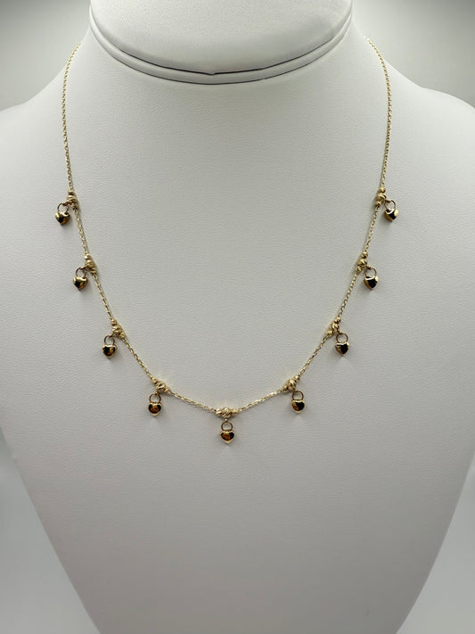 Cadena estilo gargantilla de corazones en oro de 14 kt!!