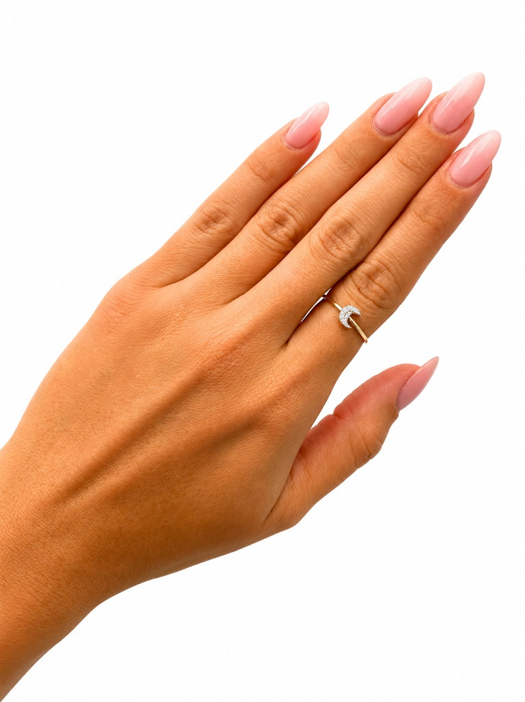 Anillo de luna con circonia 14k