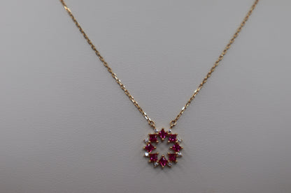 Cadena con flor en color rosa de oro 14k!!