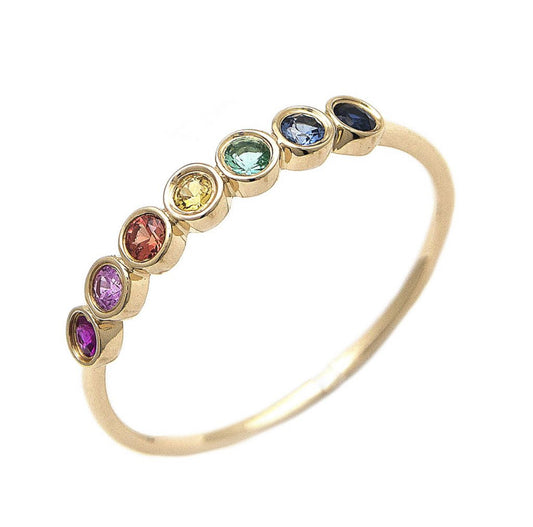 Anillo multi gemas en oro amarillo de 14 kt!!