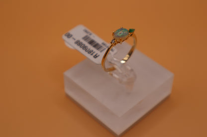 Anillo con piedra ópalo,esmeralda y diamante en oro amarillo de 14k!!