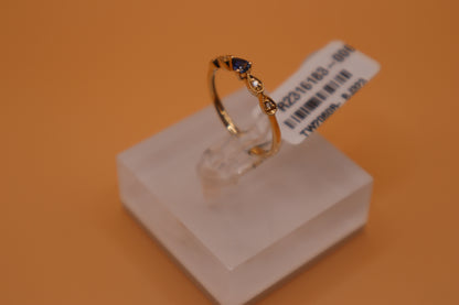 Anillo con piedra zafiro y diamantes en oro amarillo de 14 k!!