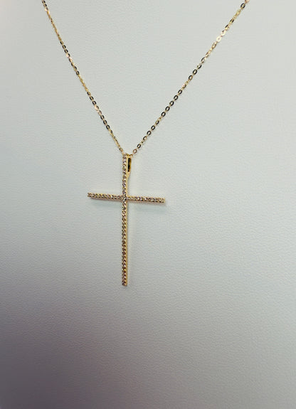 Cadena con cruz de diamantes naturales en oro de 14 kt!!