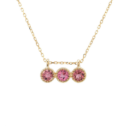 Cadena con piedras pink tourmalines en oro amarillo de 14 kt!!