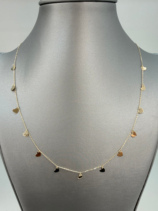 Cadena solida de corazones en oro de 14 kt