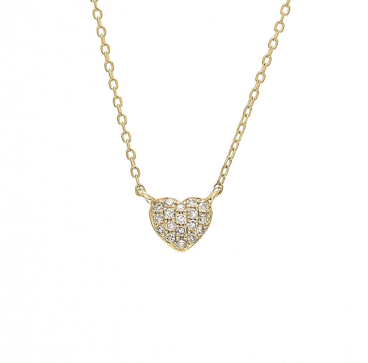 Cadena de corazón con diamantes en oro amarillo de 14 kt!!