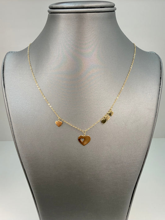 Cadena solida de corazones en oro de 14 kt