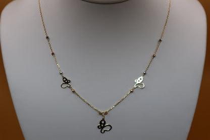 Cadena de mariposa con detalles en los tres oro en 14 k !!