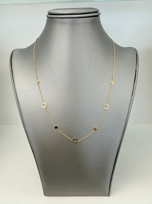 Cadena eslabón rolo sólida de corazones en oro de 14 kt !!