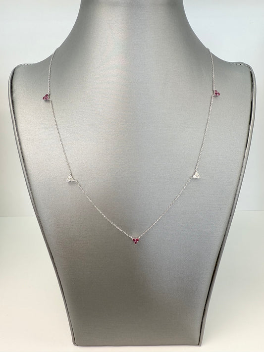 Cadena de diamantes y rubí en oro blanco de 14 kt !!